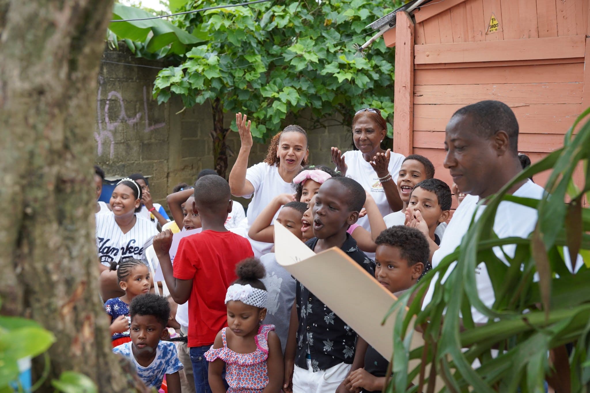 Children singing outdoors